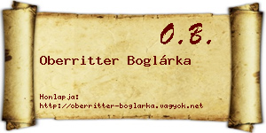 Oberritter Boglárka névjegykártya