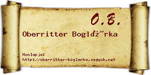 Oberritter Boglárka névjegykártya